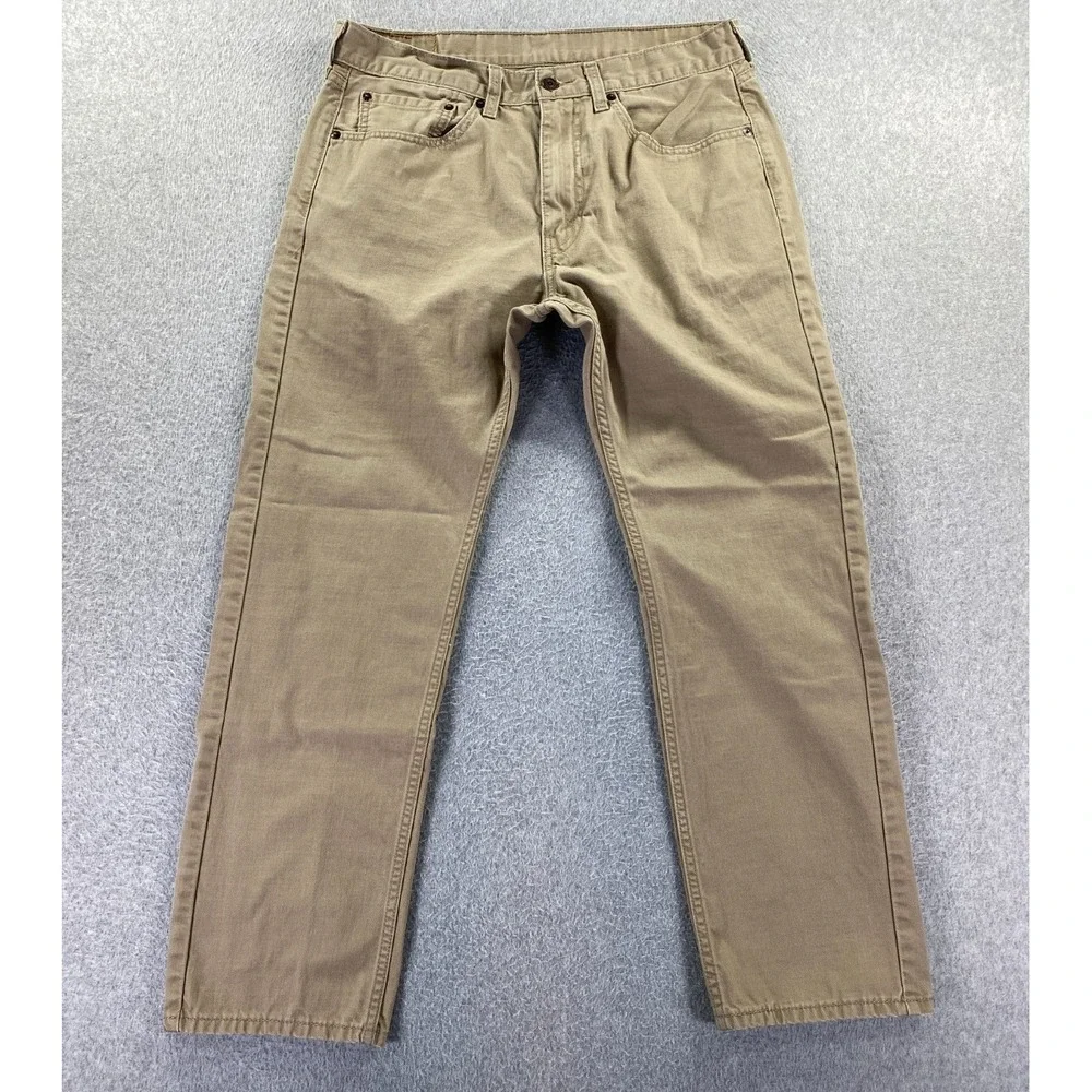 Levi's 505 Regular Fit Straight Leg Jeans Tan 34x30 (Fits‎ 33x29) White Tab City